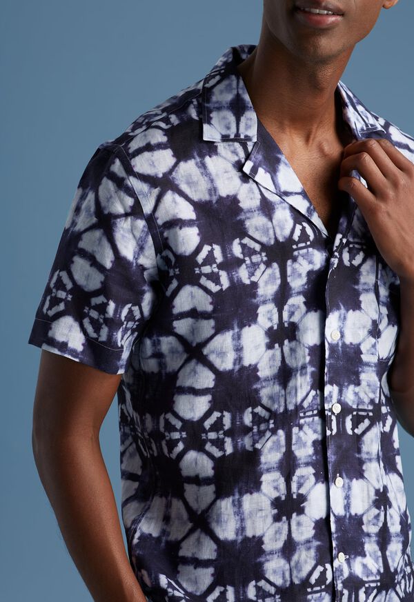 Paul Stuart Batik Linen Camp Shirt & Short Detail, image 1